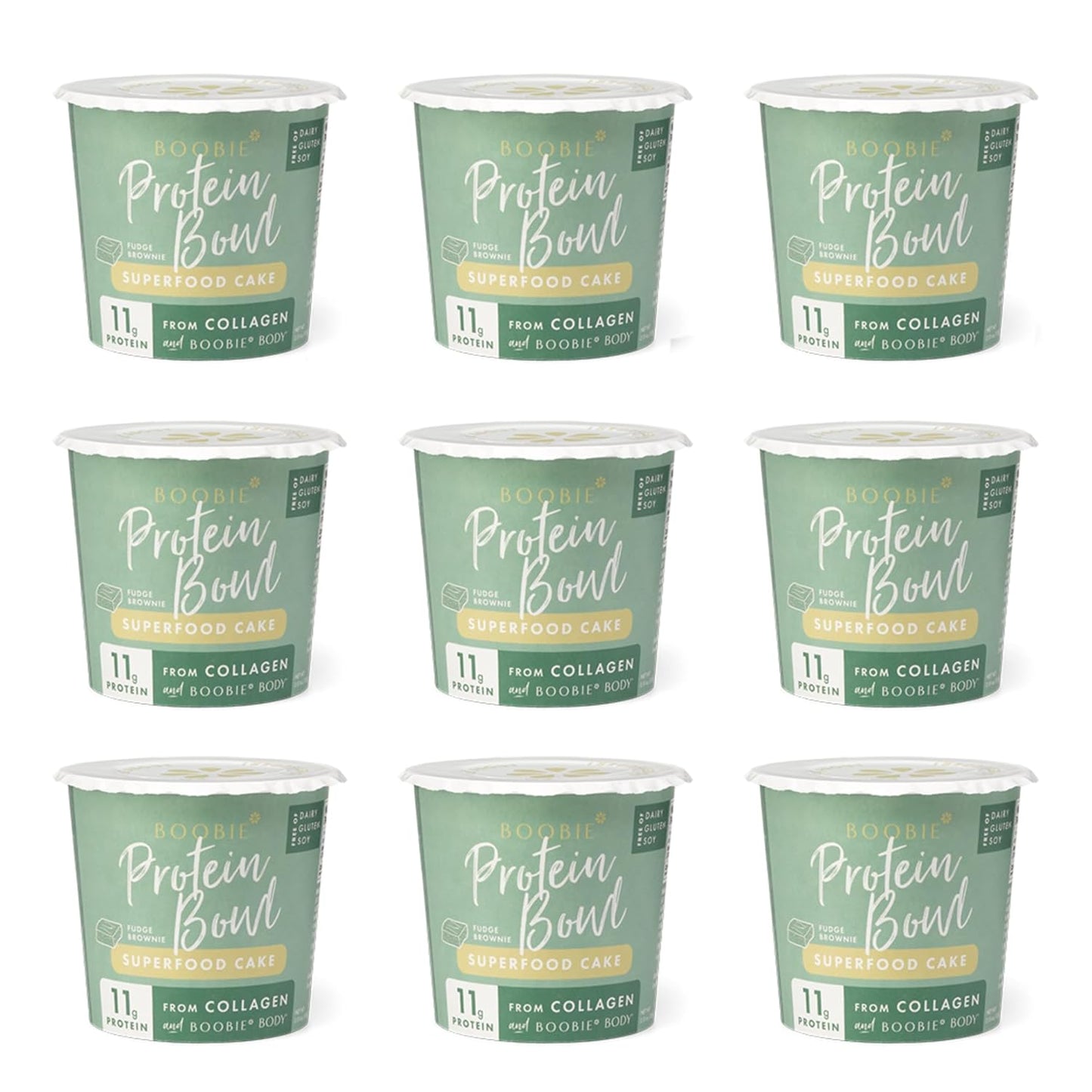 Fenugreek-Free Boobie Superfood Protein Bowl with Collagen for Lactation - Fudge Brownie (9 Count)