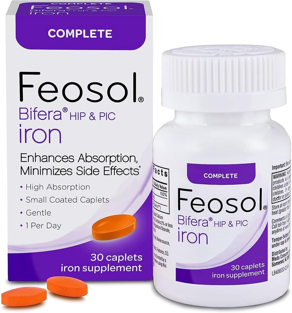 Feosol Bifera Hip & PIC Iron Supplement, Complete - 60 Caplets, 2-Pack