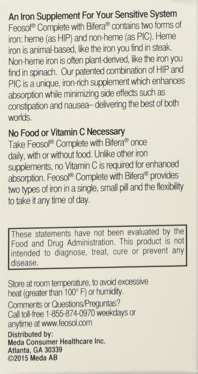 Feosol Complete Bifera Iron Caplets - 90 Count (3 Pack)