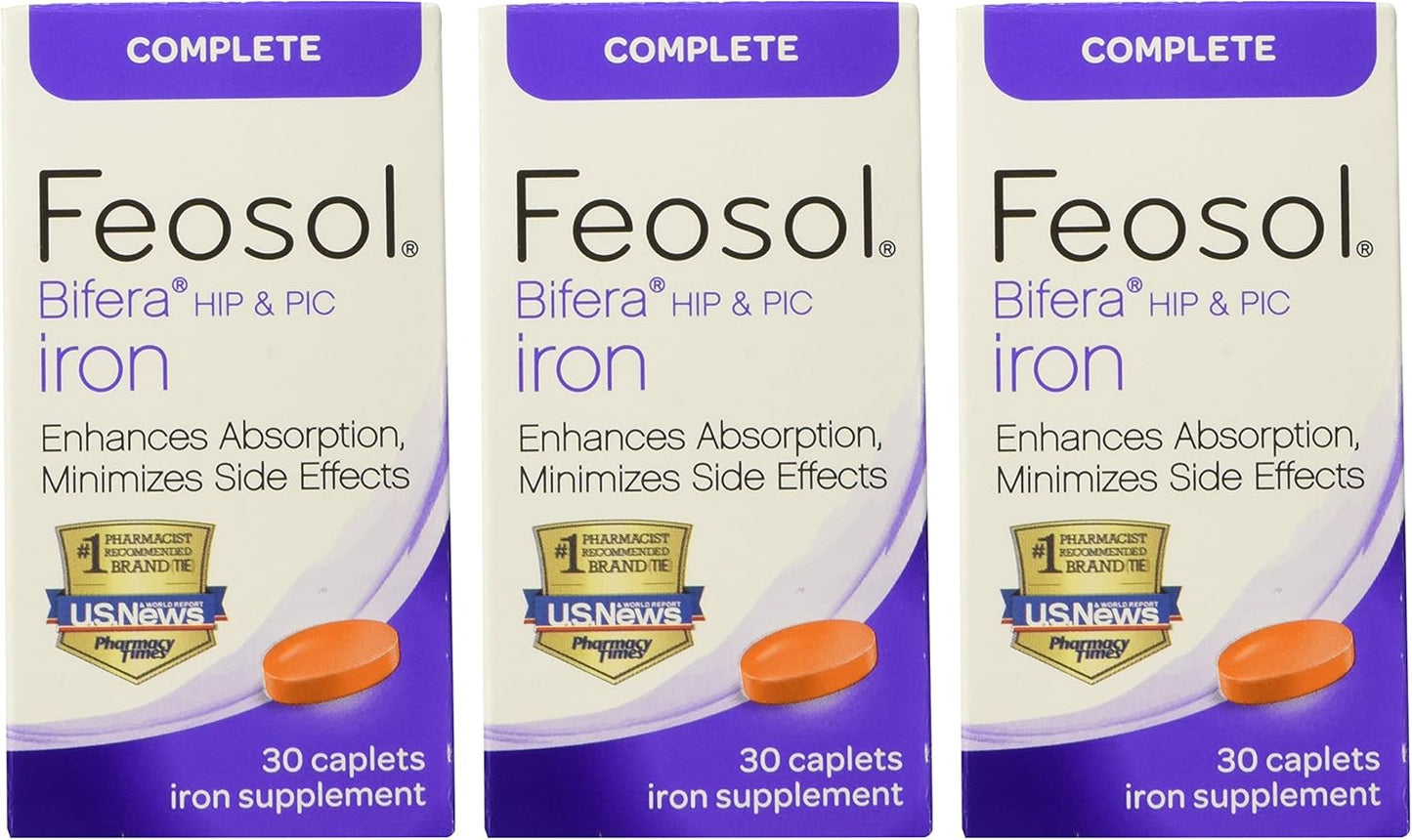 Feosol Complete Bifera Iron Caplets - 90 Count (3 Pack)