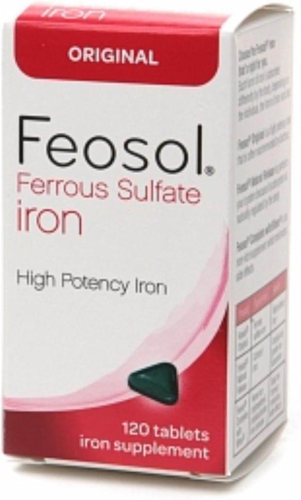 Feosol Ferrous Sulfate Iron Tablets - Original - 120 ea x 4 Pack - High Absorption Iron Supplement