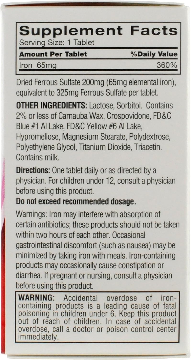 Feosol Original Iron Supplement Tablets - 325mg Ferrous Sulfate - Energy & Immune Support - 120ct - Made in USA