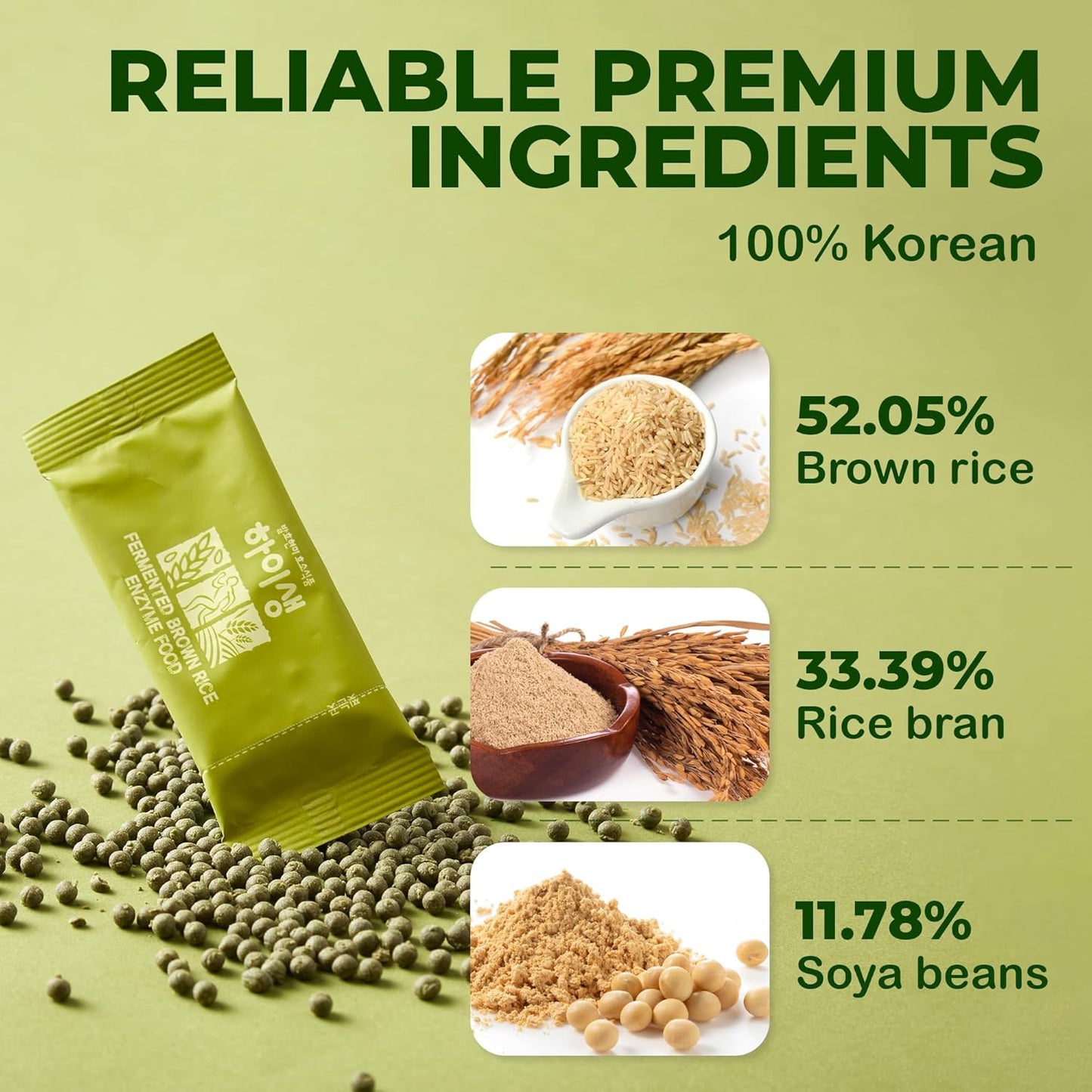 Fermented Brown Rice Enzyme Digestion Supplement 30 Packets - Supports Digestion, Constipation, Nutrient Absorption - HISAENG Probiotic Formula