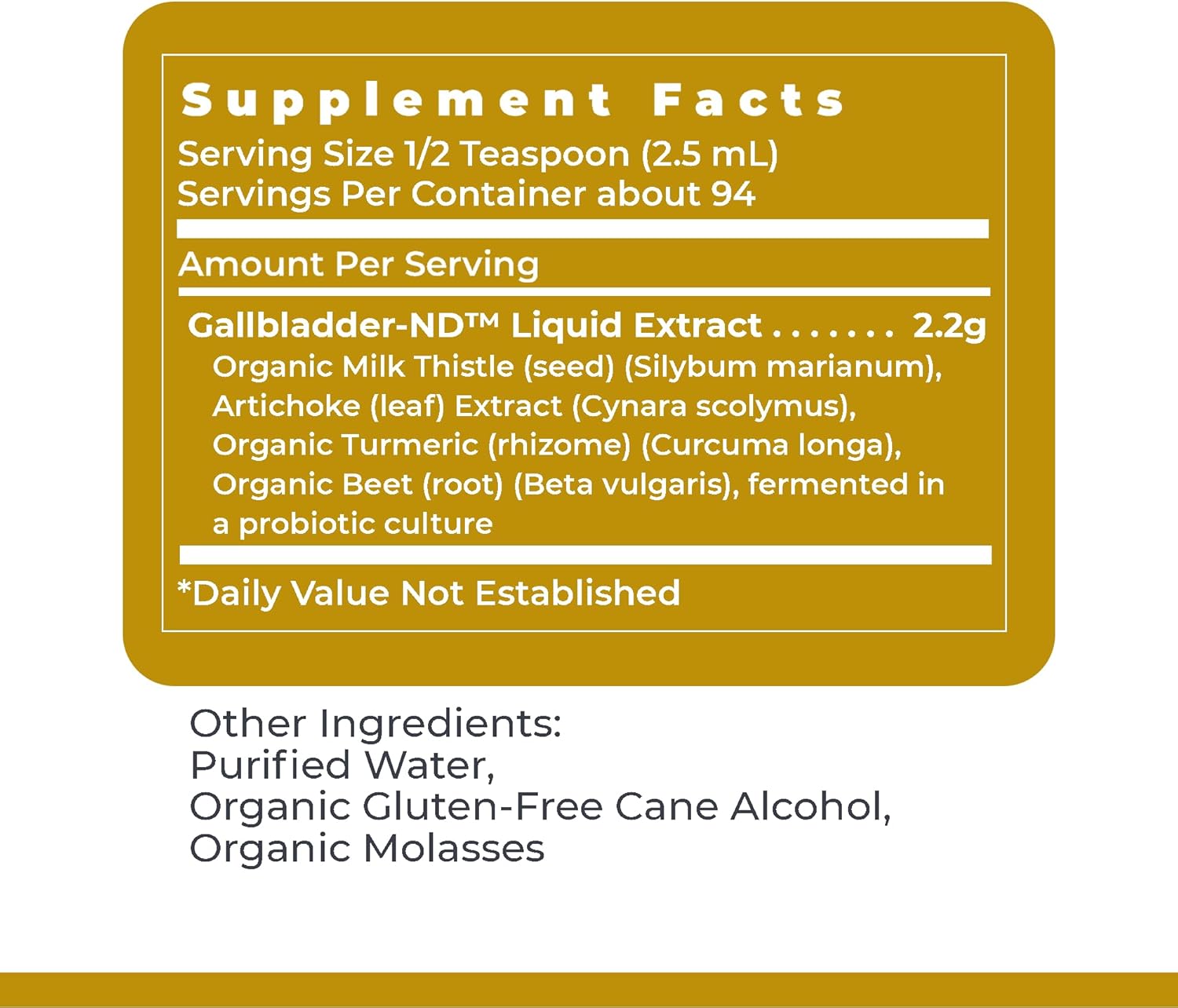 Fermented Gallbladder-ND Probiotics - Supports Gallbladder Health - Vegan Formula with Artichoke, Beetroot & Milk Thistle Extracts - 8 fl oz