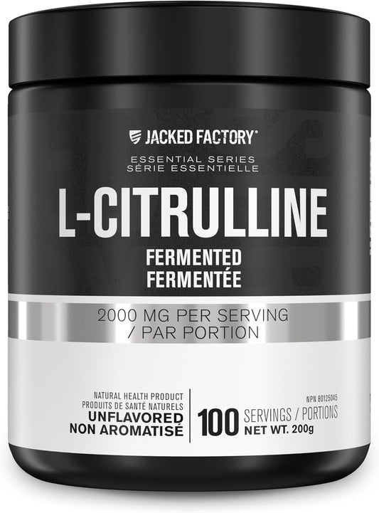 Fermented L-Citrulline Powder by Jacked Factory - Nitric Oxide Booster for Enhanced Blood Flow, Strength, & Endurance - 100 Servings, Unflavored