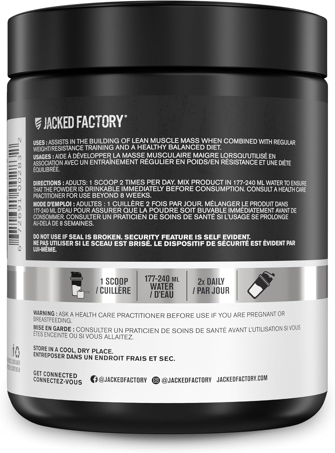 Fermented L-Citrulline Powder by Jacked Factory - Nitric Oxide Booster for Enhanced Blood Flow, Strength, & Endurance - 100 Servings, Unflavored