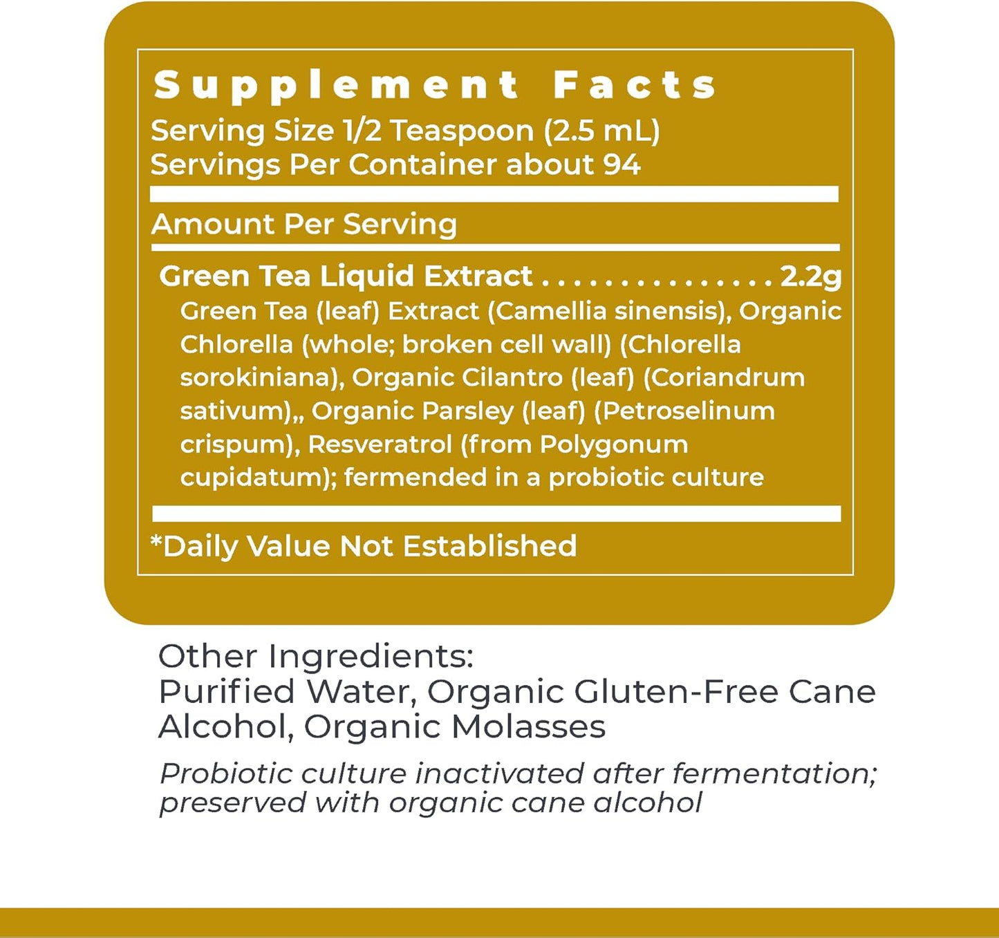 Fermented Liquid Green Tea Extract Supplement with Probiotic Formula - Vegan Digestive Support - 8 fl oz