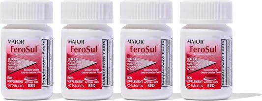 FeroSul Ferrous Sulfate 325mg Tablets Iron Supplement for Women and Men Easy-to-Swallow Coated Tablets Red 400 Tablets