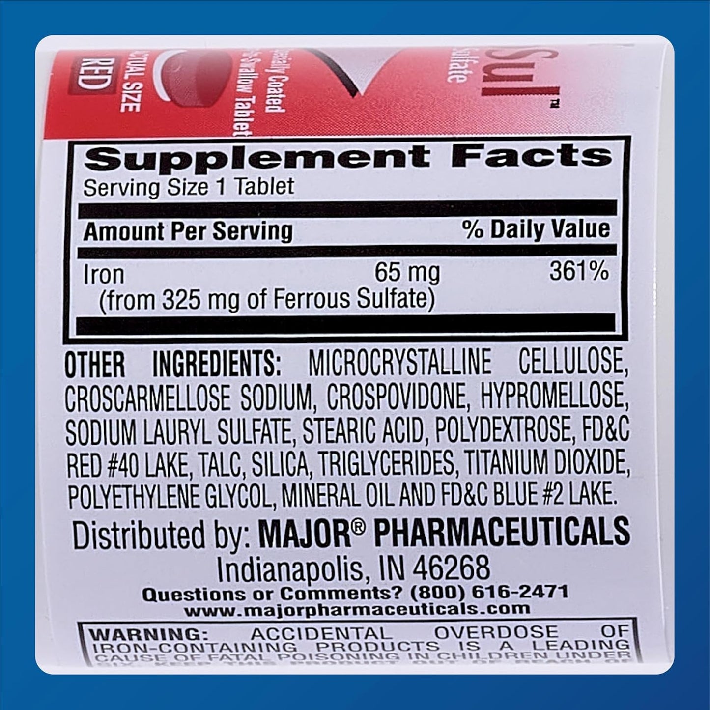 FeroSul Ferrous Sulfate 325mg Tablets Iron Supplement for Women and Men Easy-to-Swallow Coated Tablets Red 400 Tablets