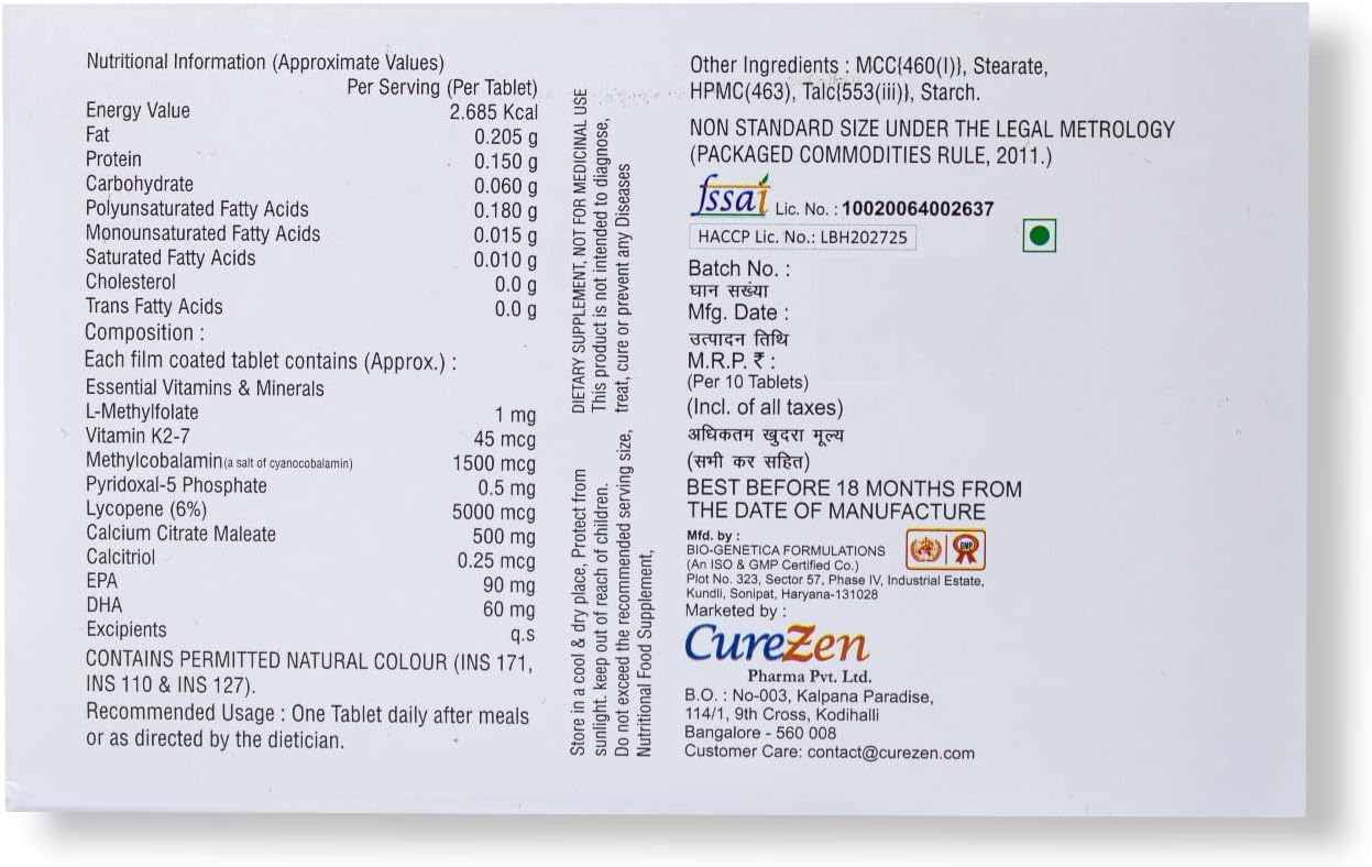 Ferrous Ascorbate, Folic Acid, and Zinc Tablets | Energy and Immunity Supplement for Iron Deficiency | 30 Tablets for Women and Men