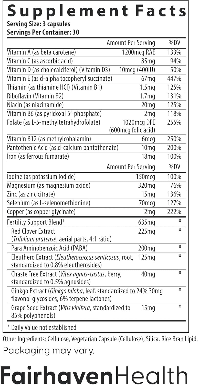 FertilAid for Women: Natural Fertility Supplement with Vitex & Prenatal Multivitamin