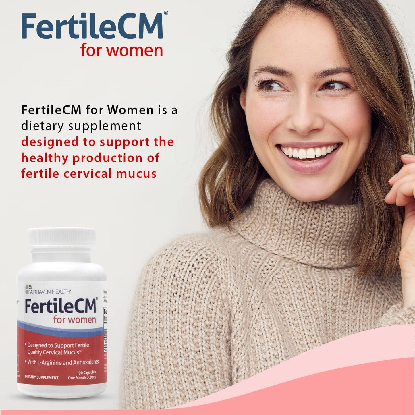 FertileCM Fertility Supplement for Women - Improve Fertile Cervical Mucus and Ovulation with L-Arginine, N-Acetyl-Cysteine, Grape Seed Extract and Vitamin C - 90 Capsules