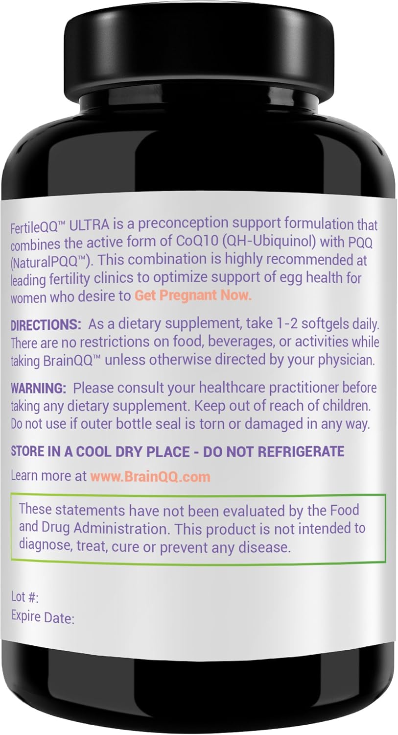 FertileQQ ULTRA Ubiquinol (QH) and PQQ for Natural Reproductive Support - Doctor Recommended Fertility Formula to Boost Mitochondria Egg Cell Health