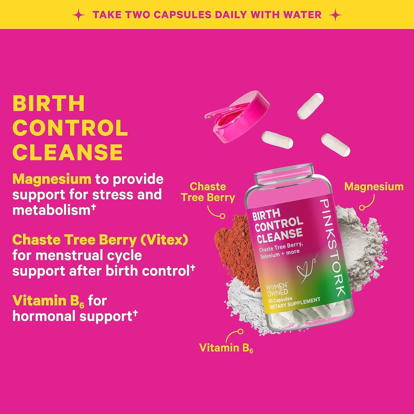 Fertility Supplement & Birth Control Cleanse for Women - Hormone Balance with Vitex, Inositol, Folate, Ashwagandha - 2 Pack