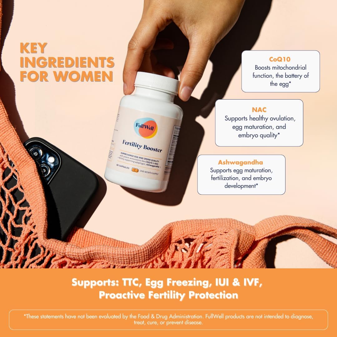 Fertility Support Supplement for Men & Women | Improve Egg Quality, Sperm Motility & Strength | Dietitian-Formulated with Ashwagandha, CoQ10 & NAC | 30 Servings