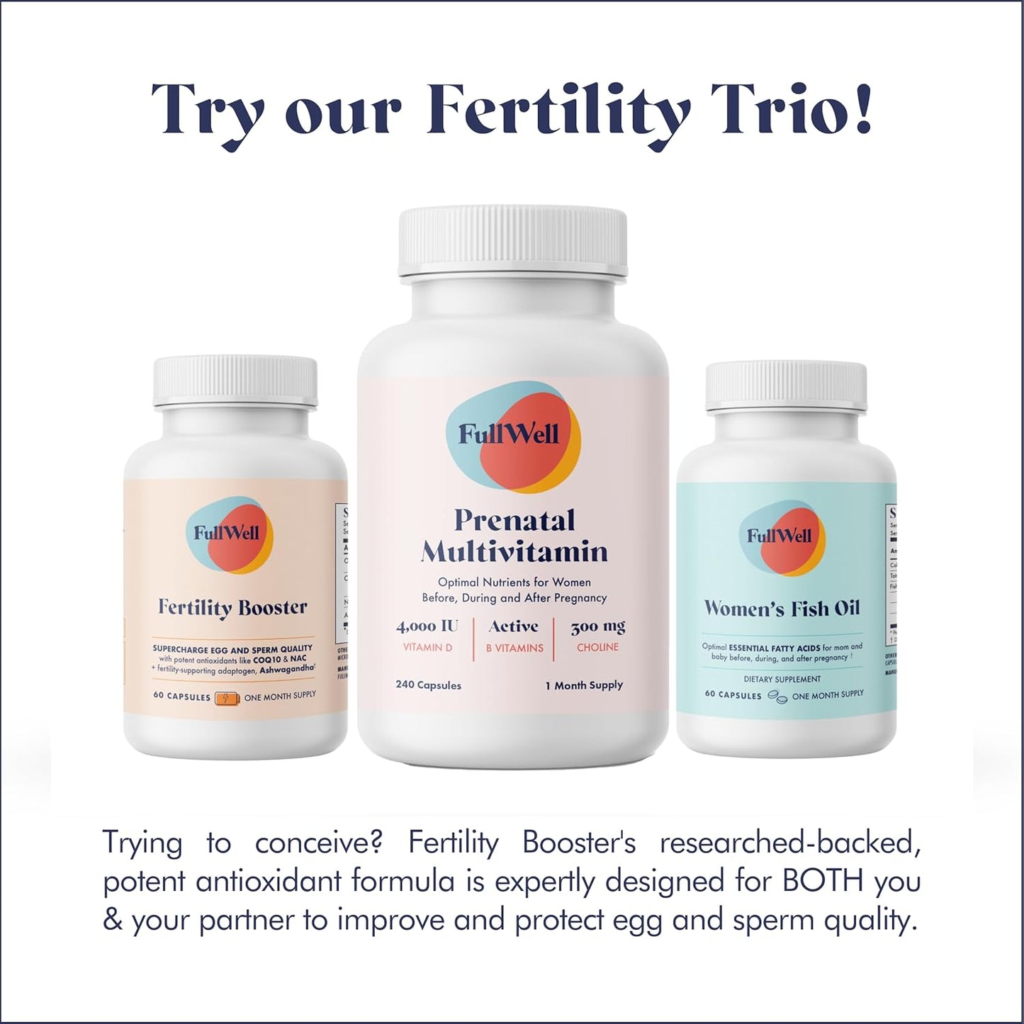 Fertility Support Supplement for Men & Women | Improve Egg Quality, Sperm Motility & Strength | Dietitian-Formulated with Ashwagandha, CoQ10 & NAC | 30 Servings