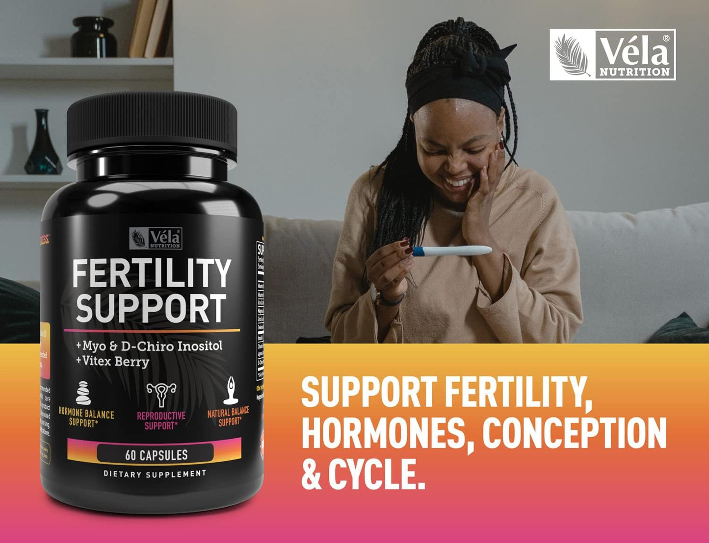 Fertility Support Supplement with Myo & D-Chiro Inositol, Vitex Berry - Reproductive & Hormonal Complex - 60 Capsules