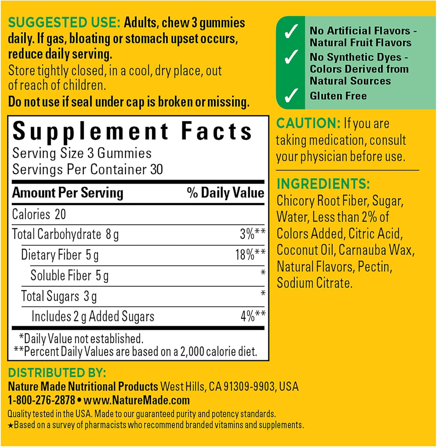 Fiber Gummies - 5g per Serving, Digestive Health Support - 90 Gummies