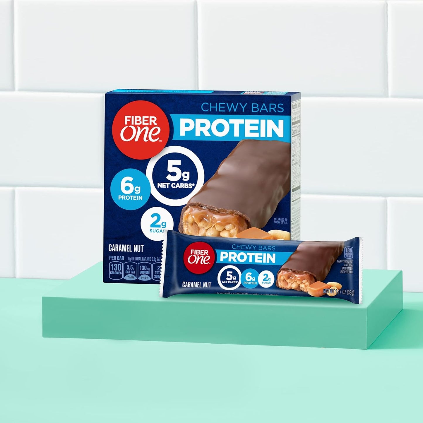 Fiber One Caramel Nut Chewy Protein Bars - Pack of 10 Protein Snacks