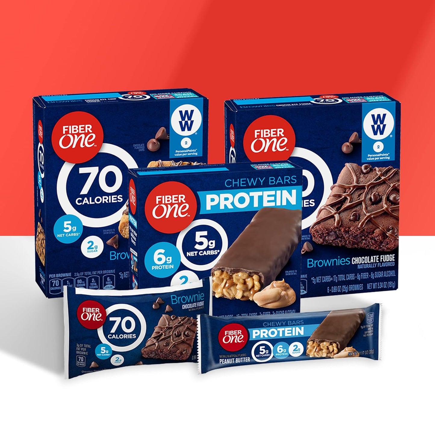 Fiber One Caramel Nut Chewy Protein Bars - Pack of 10 Protein Snacks