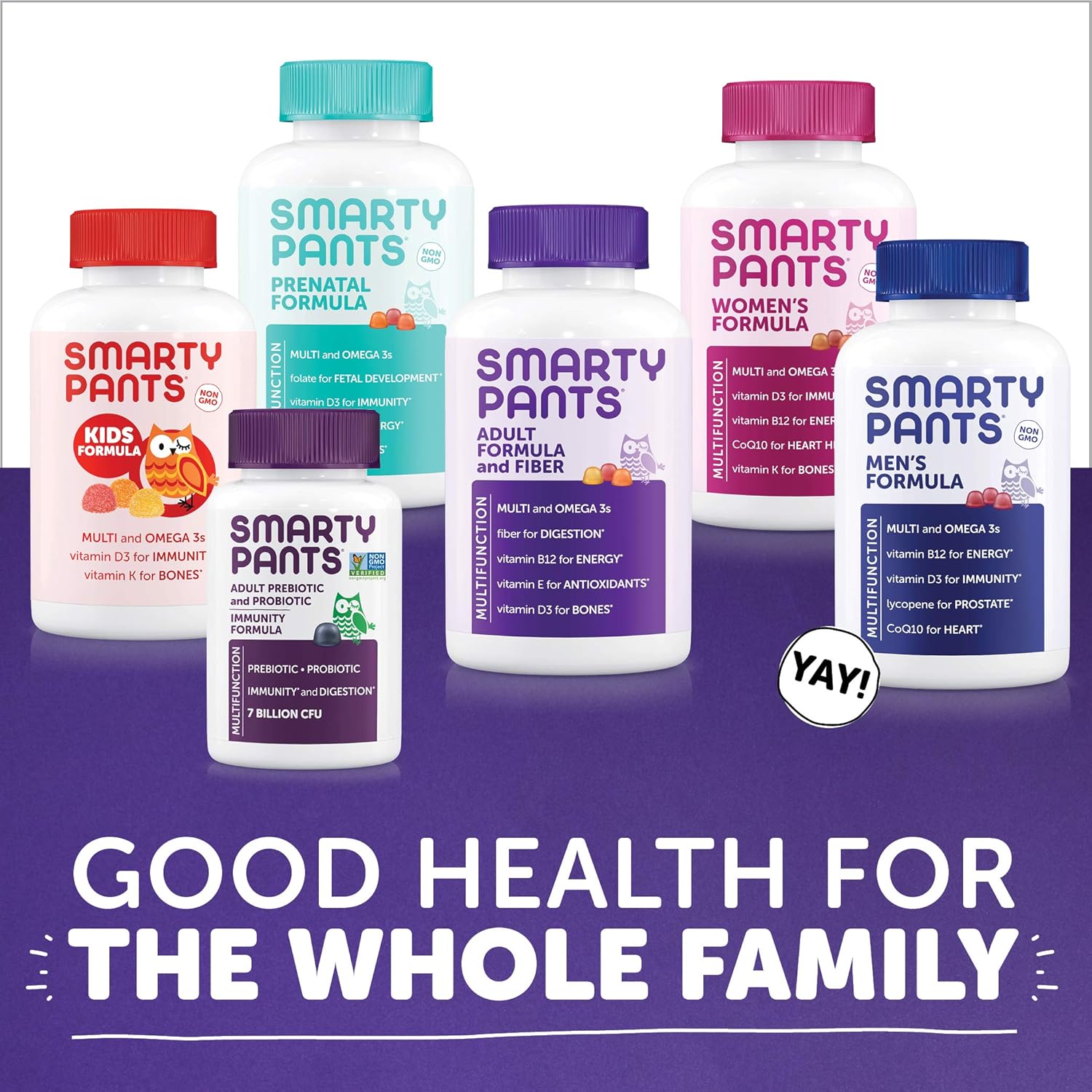 Fiber Supplement & Multivitamin Gummies for Men & Women with Vitamin D3, C, B12, B6, A, K, Zinc, Omega 3 Fish Oil, Biotin - 180 Count