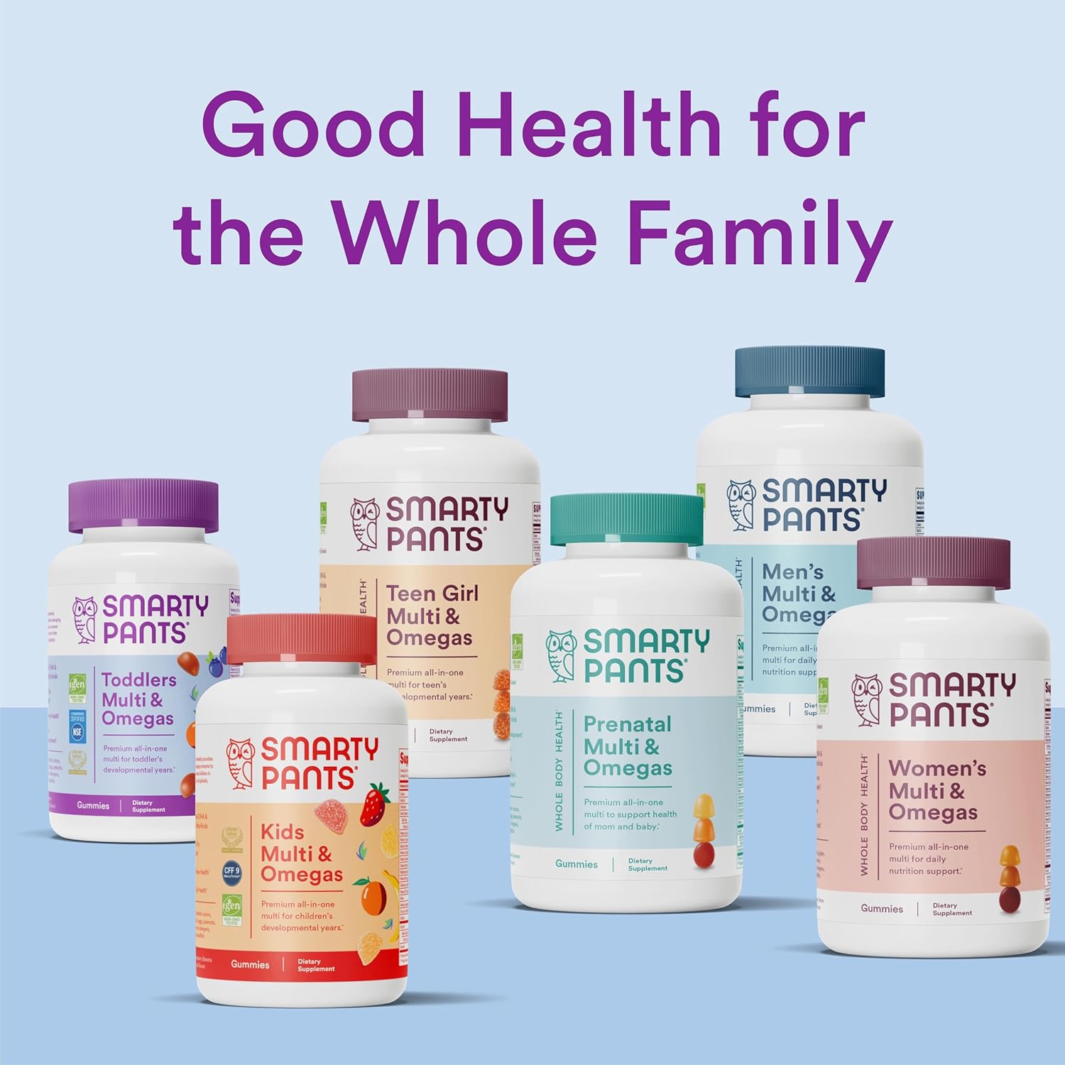 Fiber Supplement & Multivitamin Gummies for Men & Women with Vitamin D3, C, B12, B6, A, K, Zinc, Omega 3 Fish Oil, Biotin - 180 Count