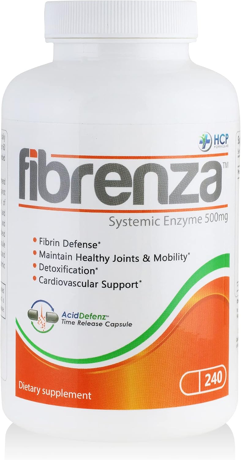 Fibrenza Enzyme Complex for Fibrin Defense & Cardiovascular Support - Vegetarian Formula - 240 Capsules