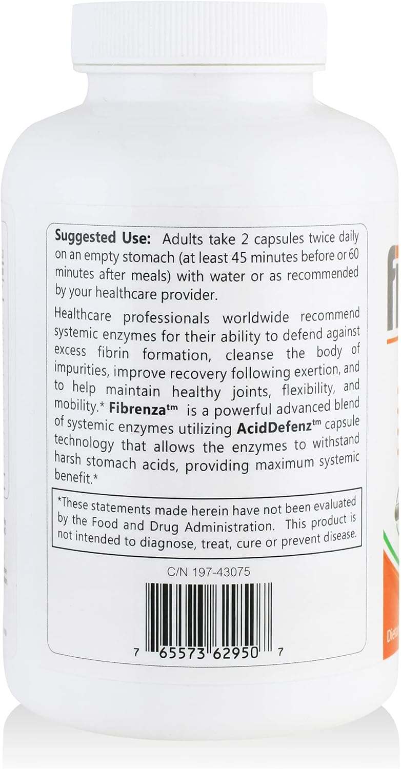 Fibrenza Enzyme Complex for Fibrin Defense & Cardiovascular Support - Vegetarian Formula - 240 Capsules