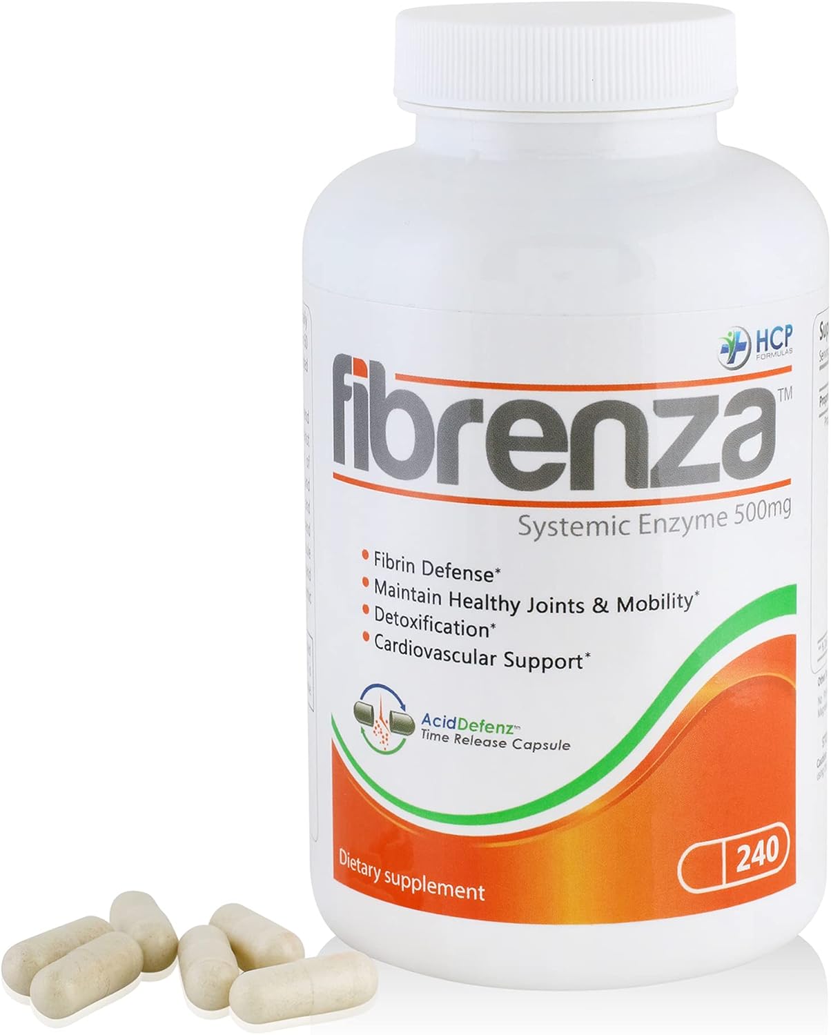 Fibrenza Enzyme Complex for Fibrin Defense & Cardiovascular Support - Vegetarian Formula - 240 Capsules