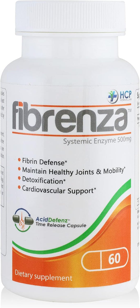 Fibrenza Enzyme Complex with Fibrinolytic & Proteolytic Enzymes - Cardiovascular Support - Vegetarian - 60 Capsules
