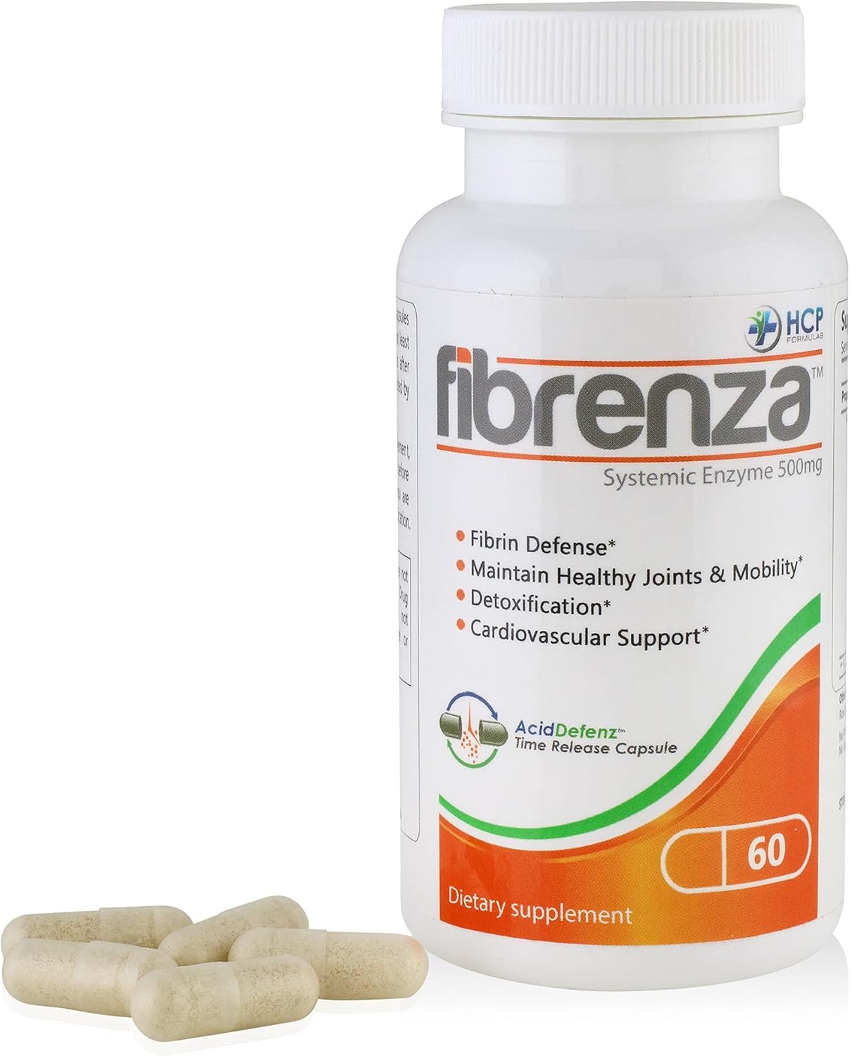 Fibrenza Enzyme Complex with Fibrinolytic & Proteolytic Enzymes - Cardiovascular Support - Vegetarian - 60 Capsules