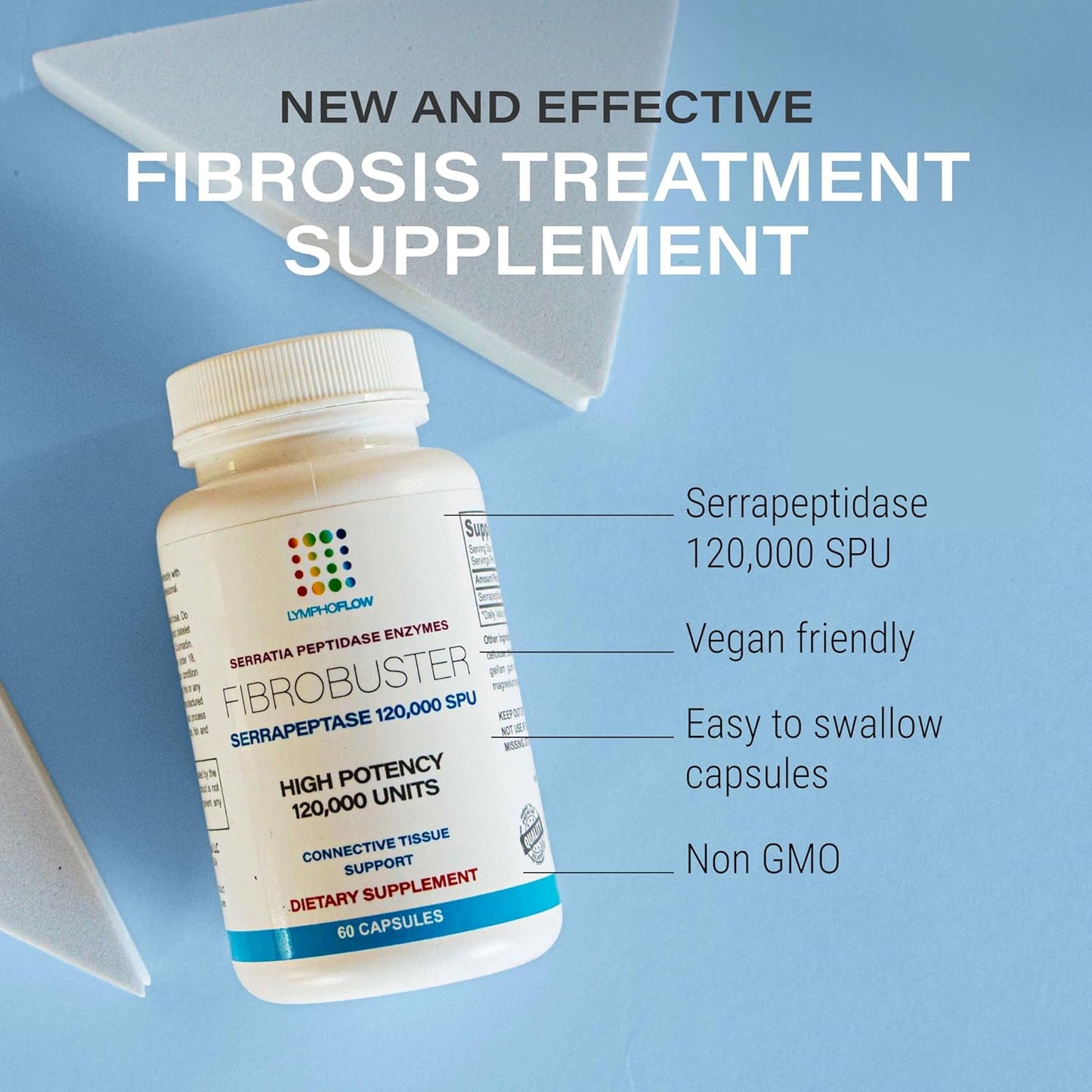 FibroBuster by Bruizex: 120,000 SPU Serrapeptase Enzymes for Fibrosis Treatment, Scar & Keloid Removal - Post Surgery Recovery Support - 60 Capsules