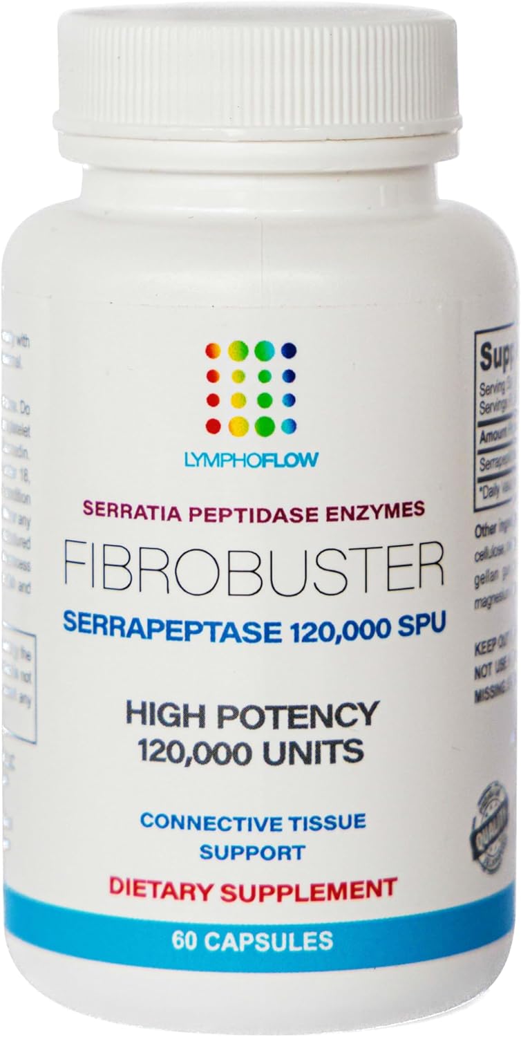 FibroBuster by Bruizex: 120,000 SPU Serrapeptase Enzymes for Fibrosis Treatment, Scar & Keloid Removal - Post Surgery Recovery Support - 60 Capsules
