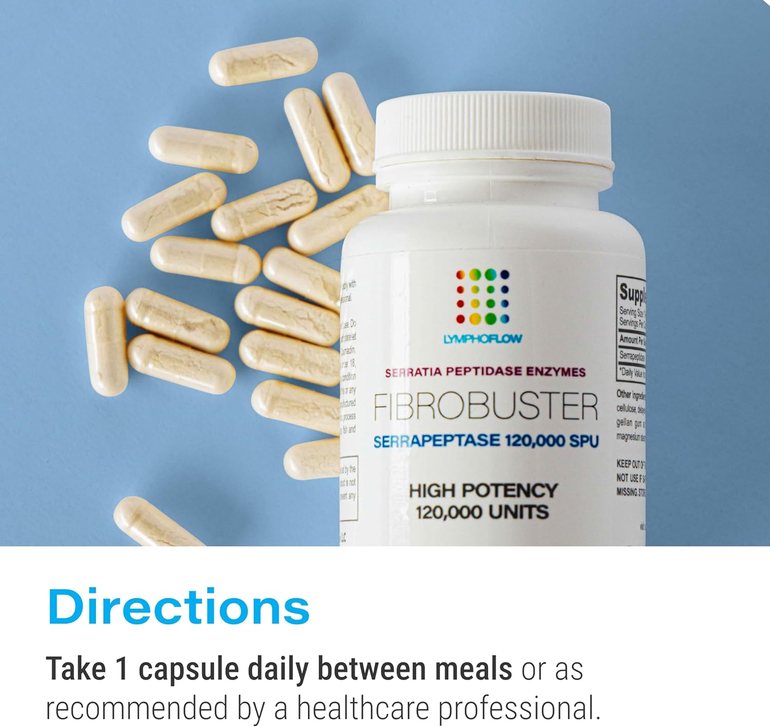 FibroBuster by Bruizex: 120,000 SPU Serrapeptase Enzymes for Fibrosis Treatment, Scar & Keloid Removal - Post Surgery Recovery Support - 60 Capsules