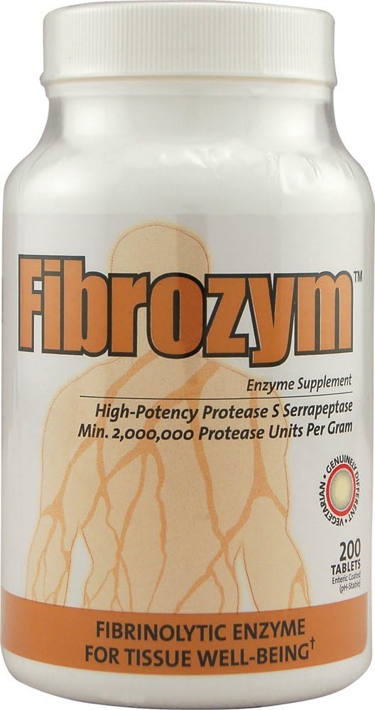 Fibrozym Systemic Protease Supplement with Serratiopeptidase - 200 Tablets by Naturally Vitamins