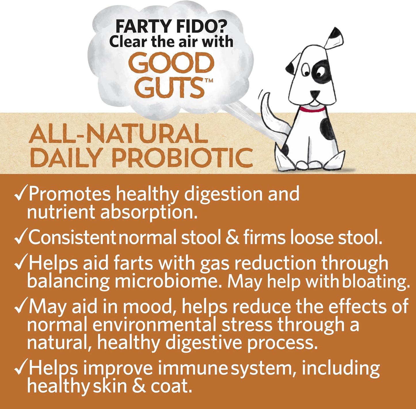 Fidobiotics Good Guts Probiotic for Dogs - 12 Billion CFUs, 11 Strains, 5 Enzymes - Digestive Gut Health for Adult & Puppy Dogs - 20 Day Supply