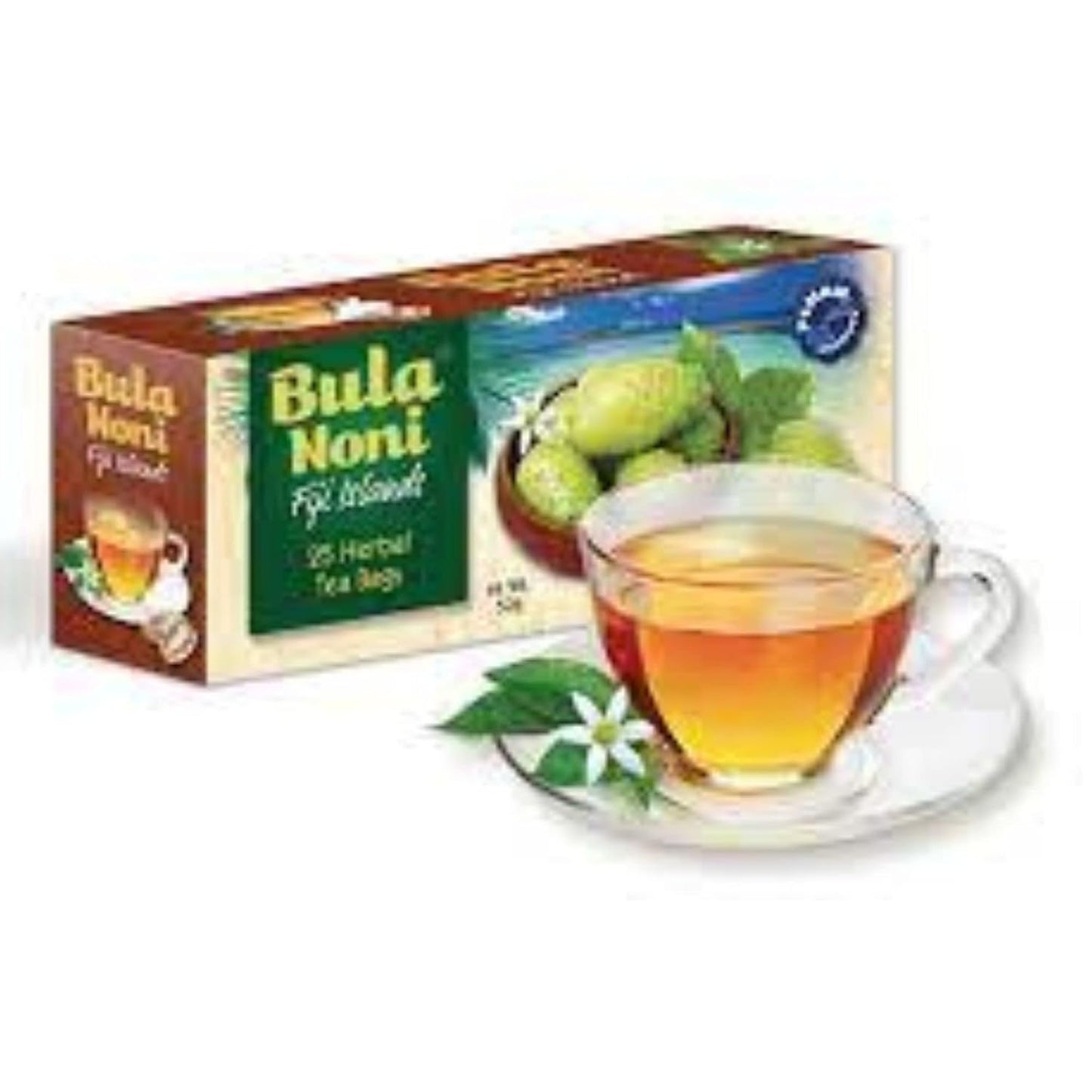 Fijian Noni Herbal Tea - 25 Tea Bags (50g) Pure Ceylon Green Tea Made with Noni Fruit Leaves - From Fiji