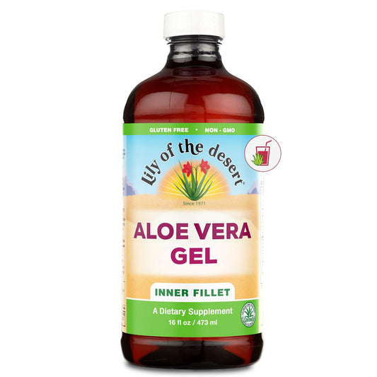 Filtered Inner Fillet Aloe Vera Gel Drink - Thick Consistency, Packed with Natural Vitamins, Digestive Enzymes for Gut Health, Stomach Relief, Wellness, and Glowing Skin - 16 Fl Oz