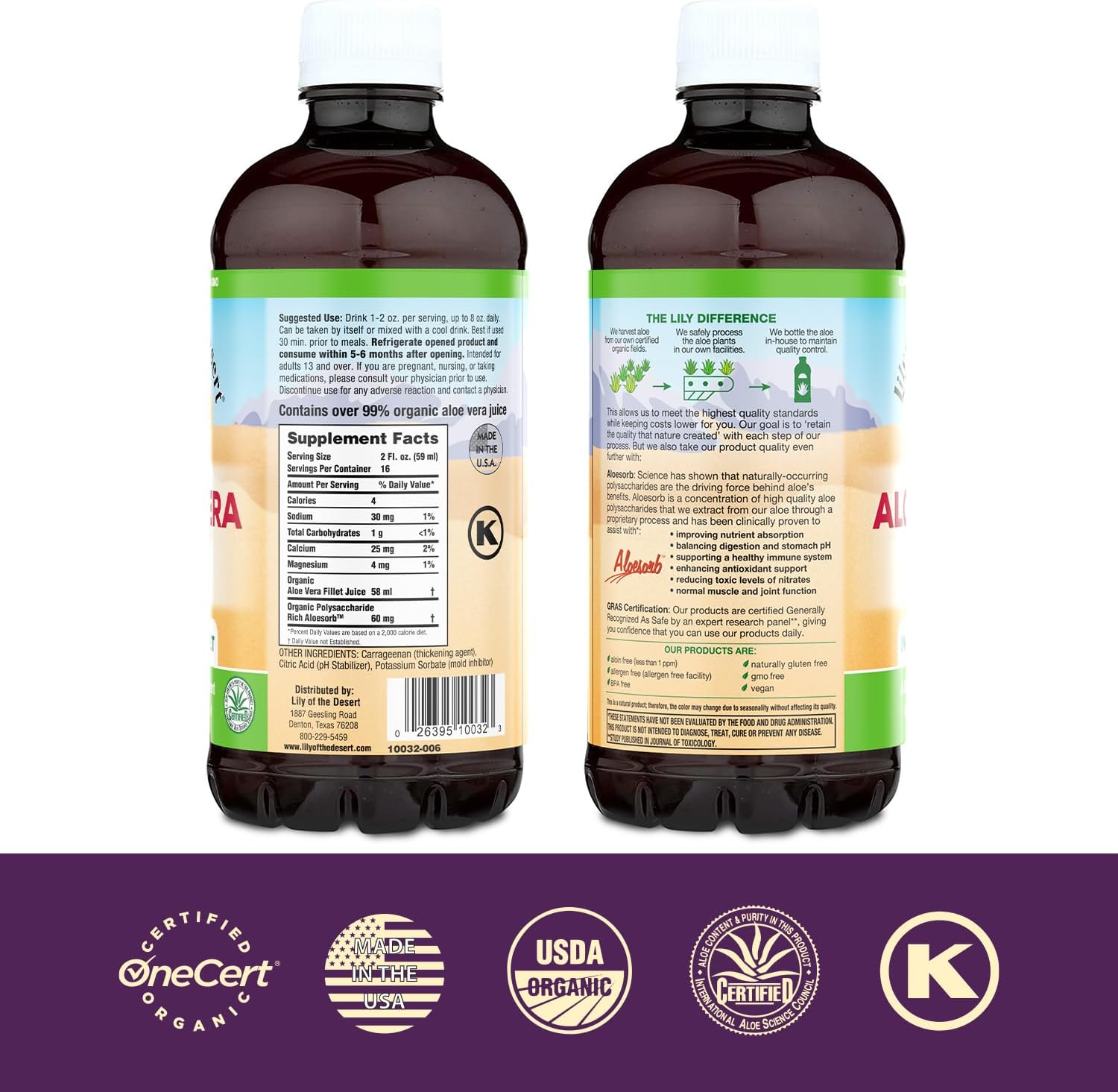 Filtered Inner Fillet Aloe Vera Gel Drink - Thick Consistency, Natural Vitamins, Digestive Enzymes for Gut Health, Skin Wellness - 32 Fl Oz