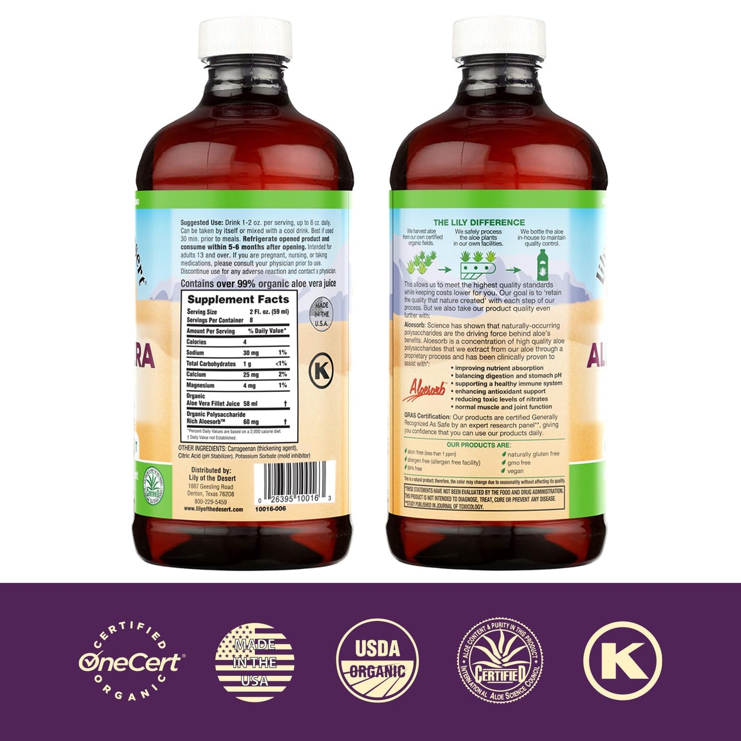 Filtered Inner Fillet Aloe Vera Gel Drink - Thick Consistency, Packed with Natural Vitamins, Digestive Enzymes for Gut Health, Stomach Relief, Wellness, and Glowing Skin - 16 Fl Oz