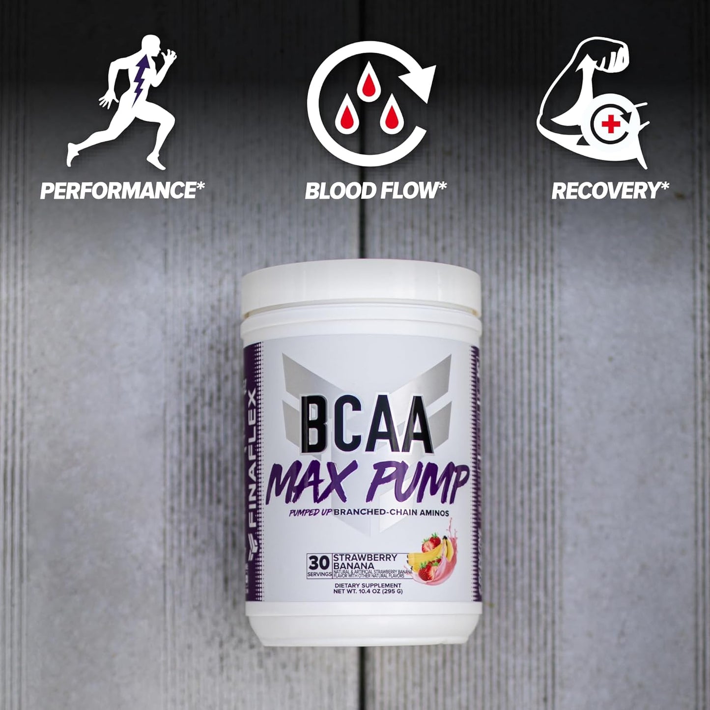 FINAFLEX BCAA MAX Pump, Strawberry Banana - 10.4 oz - Strength & Performance Booster with Amino Acids & Betaine - 30 Servings