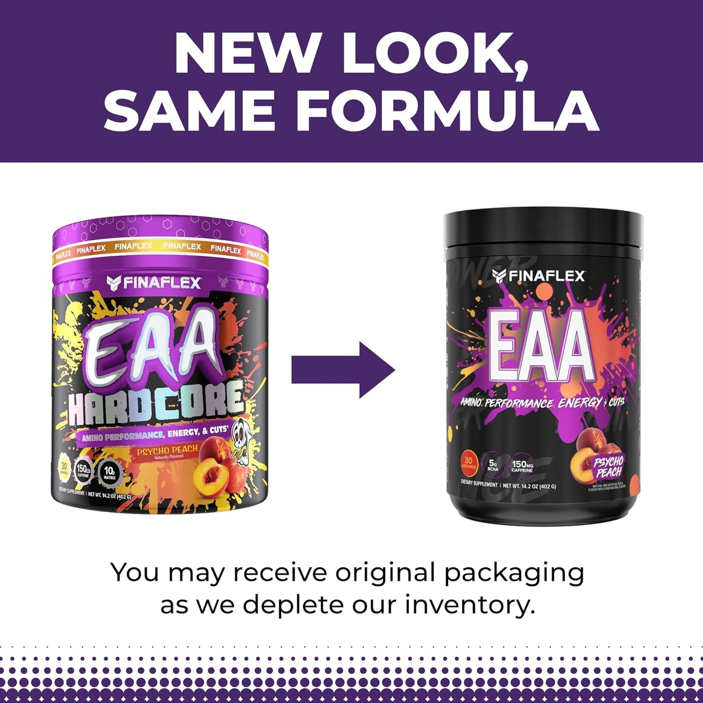 FINAFLEX EAA Hardcore, Psycho Peach - 14.2 oz - Performance Boost with BCAAs, L-Glutamine, L-Arginine - 30 Servings