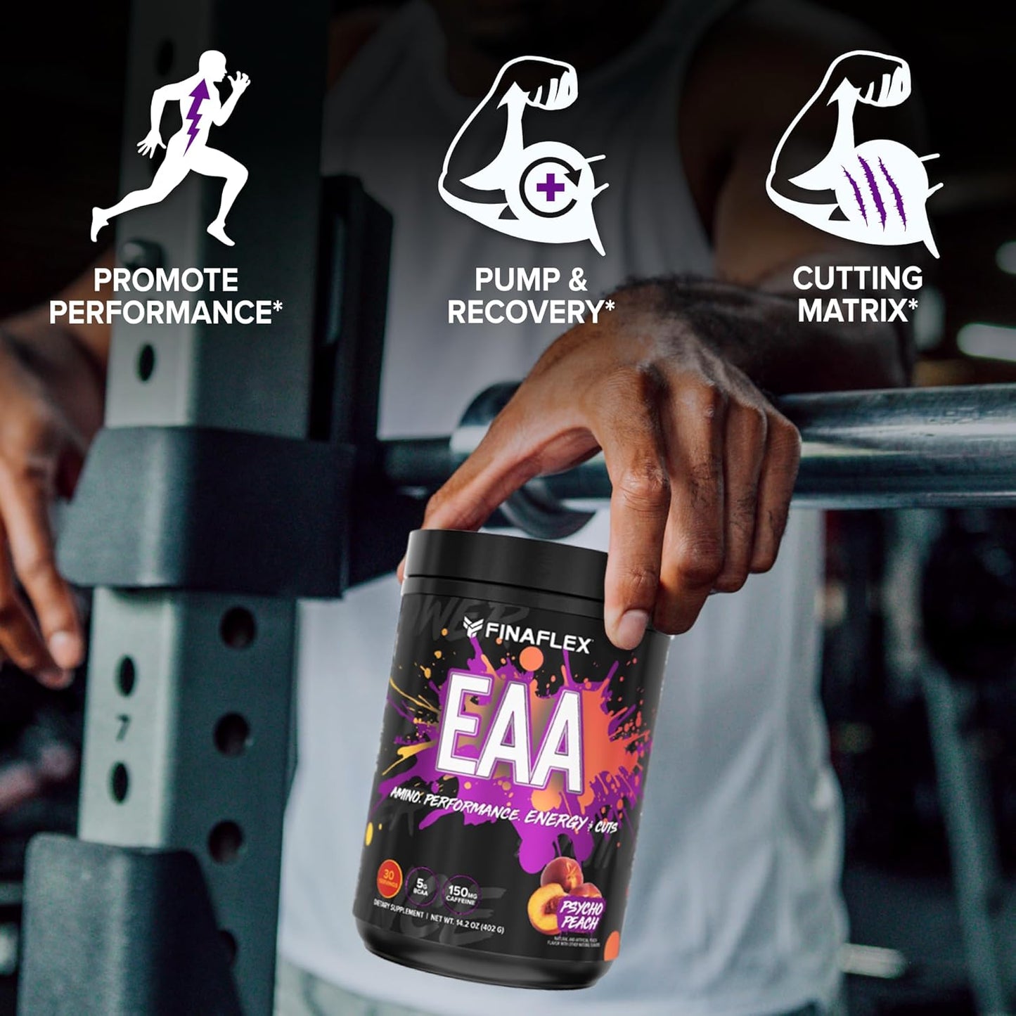 FINAFLEX EAA Hardcore, Psycho Peach - 14.2 oz - Performance Boost with BCAAs, L-Glutamine, L-Arginine - 30 Servings
