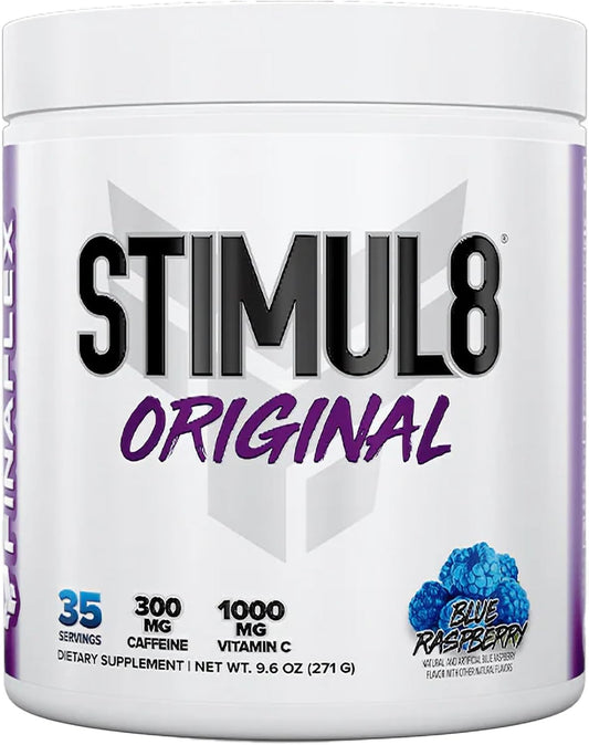 FINAFLEX STIMUL8 Original Blue Raspberry Pre-Workout - Boost Energy, Strength, and Endurance with Caffeine, Beta-Alanine, and Vitamin C - 35 Servings for Men and Women