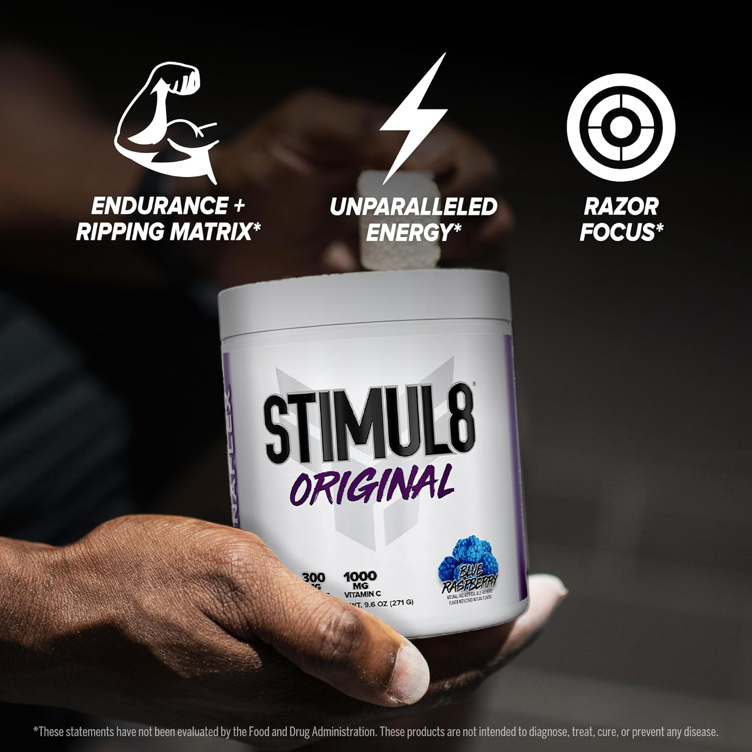 FINAFLEX STIMUL8 Original Blue Raspberry Pre-Workout - Boost Energy, Strength, and Endurance with Caffeine, Beta-Alanine, and Vitamin C - 35 Servings for Men and Women