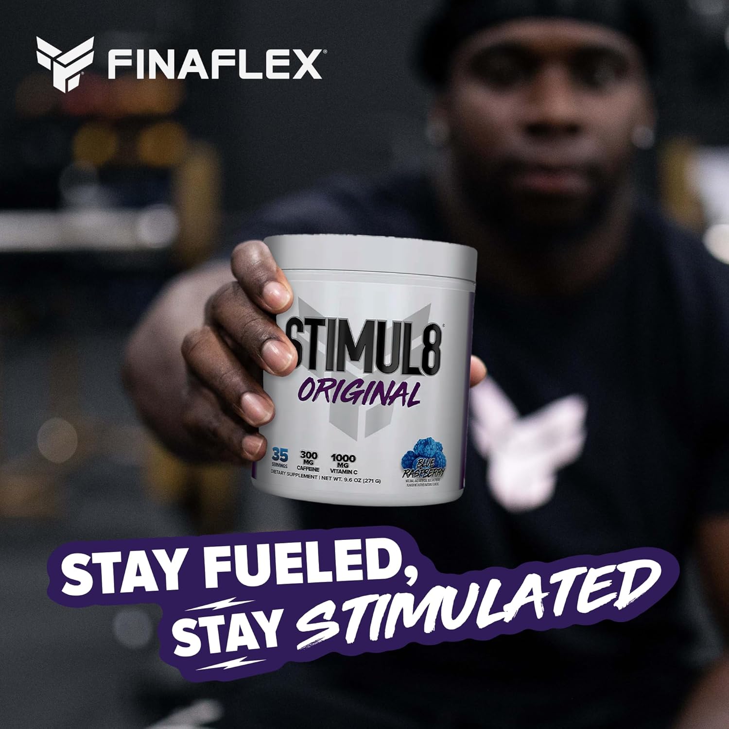 FINAFLEX STIMUL8 Original Blue Raspberry Pre-Workout - Boost Energy, Strength, and Endurance with Caffeine, Beta-Alanine, and Vitamin C - 35 Servings for Men and Women