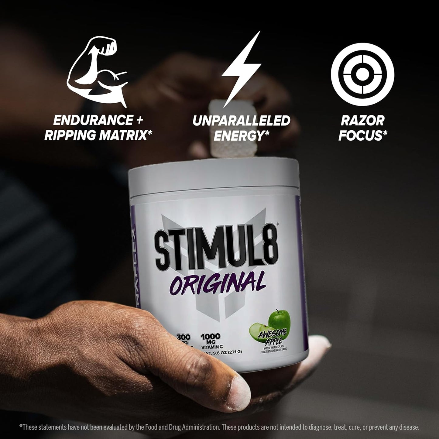 FINAFLEX STIMUL8 Original Pre-Workout Awesome Apple Flavor for Energy, Strength & Endurance - 35 Servings with Caffeine, Beta-Alanine, and Vitamin C - Men & Women's Fitness Supplement