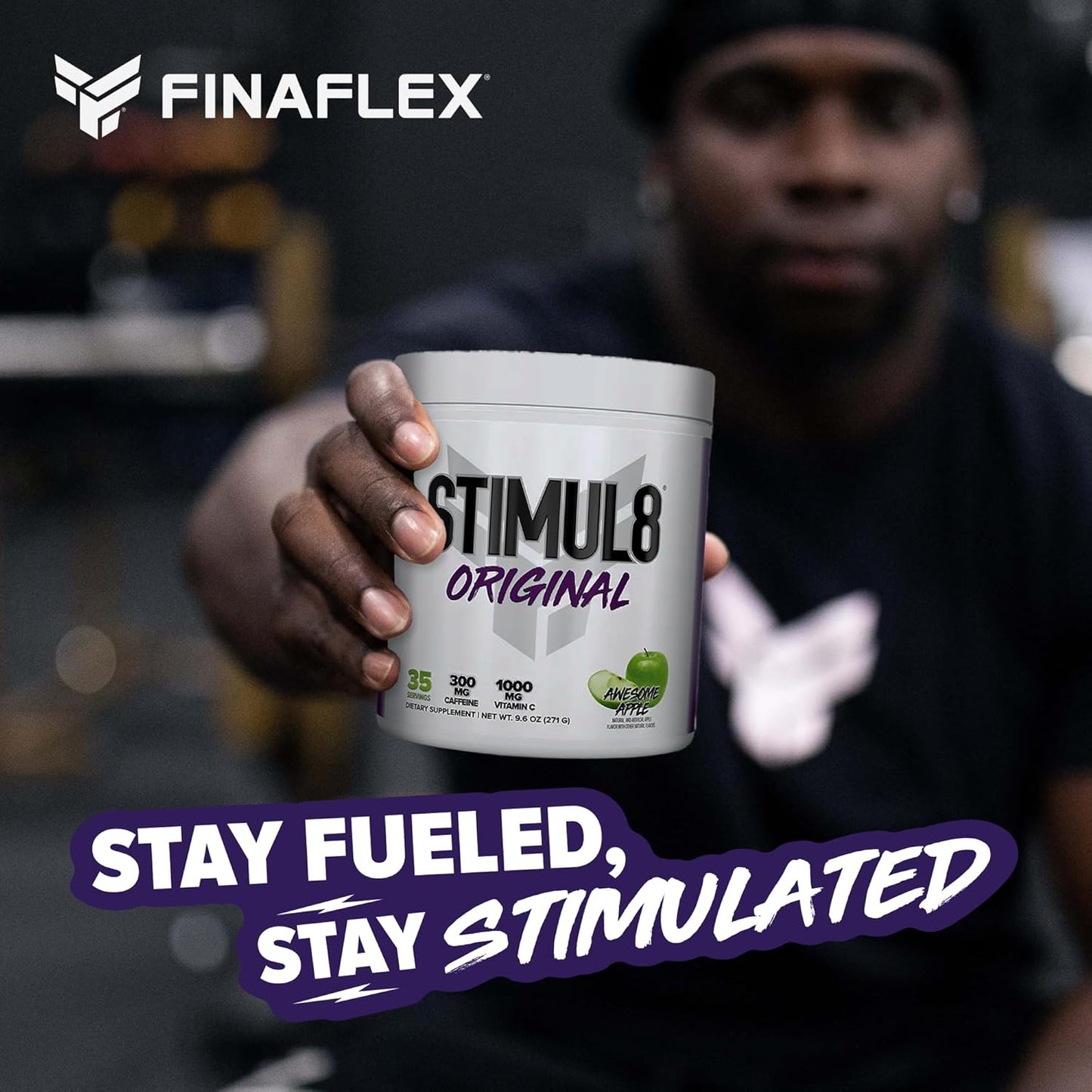 FINAFLEX STIMUL8 Original Pre-Workout Awesome Apple Flavor for Energy, Strength & Endurance - 35 Servings with Caffeine, Beta-Alanine, and Vitamin C - Men & Women's Fitness Supplement