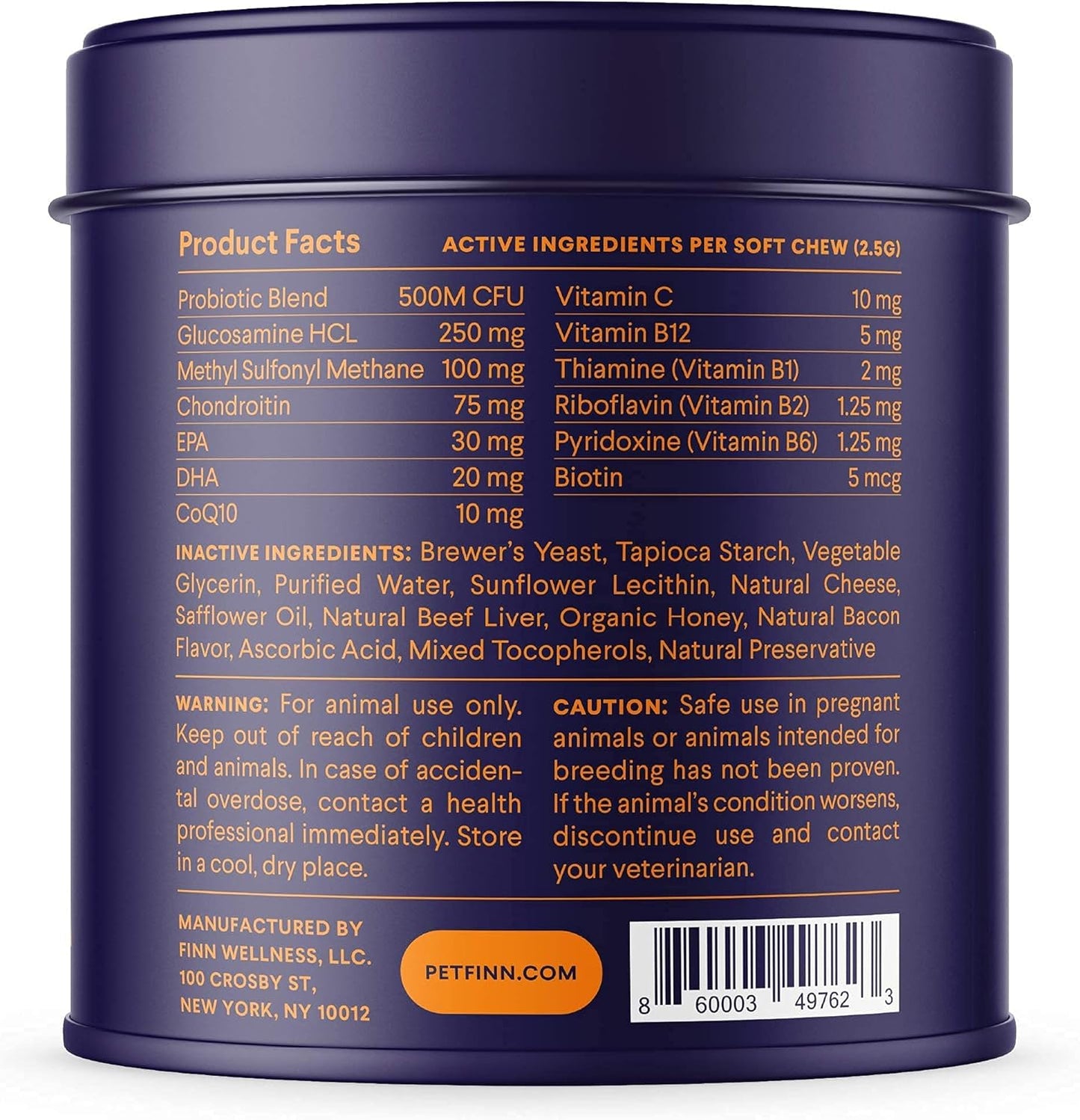 Finn All-in-1 Dog Multivitamin Soft Chews - Probiotics, Omega-3s, Glucosamine for Gut & Immune Health, Joint & Heart Support | 90 Chews