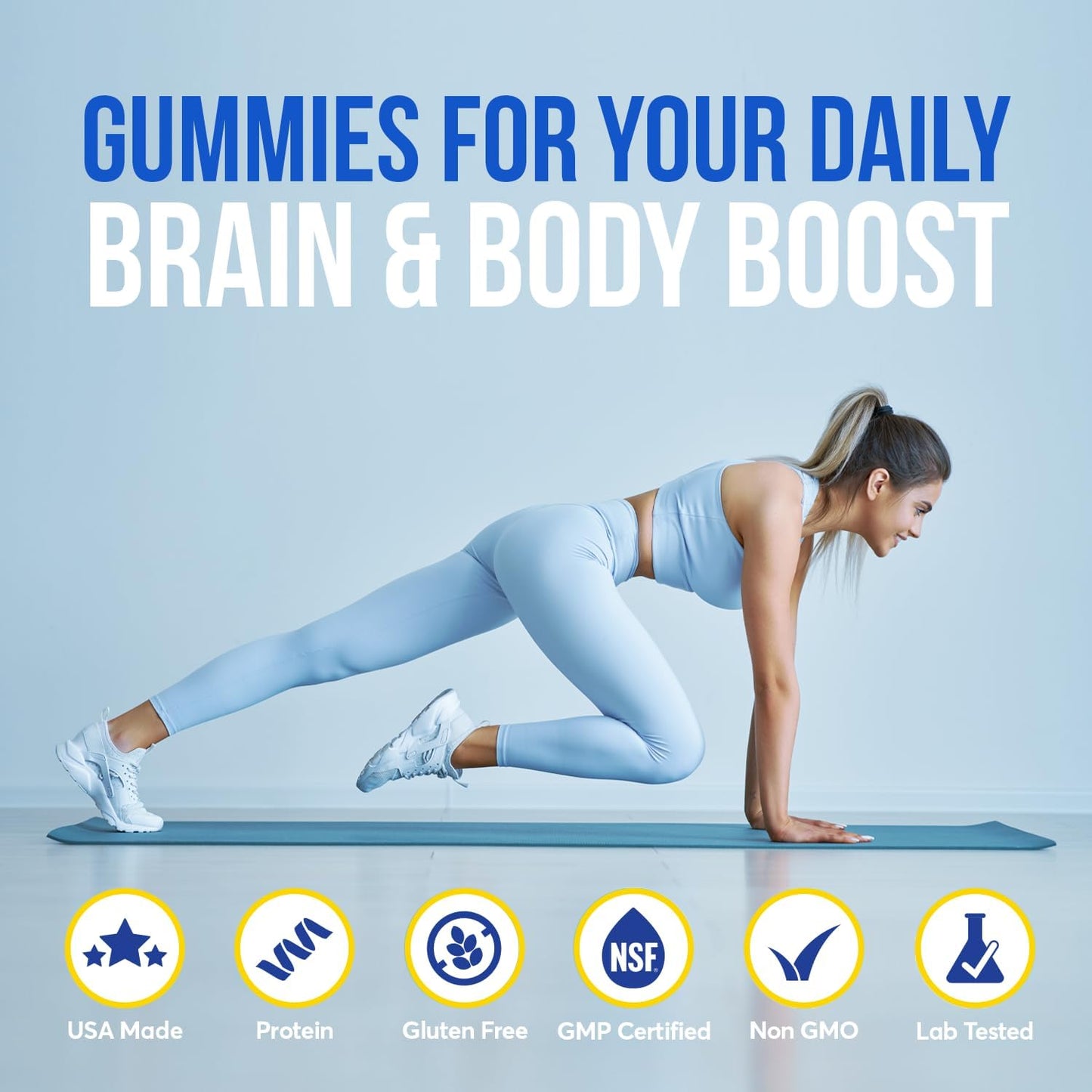 FIOR Creatine Gummy - Blueberry Lemonade Flavor, 60 Count, Top Creatine Monohydrate Chewable for Workouts & Protein, Cognitive Enhancement, 30 Servings